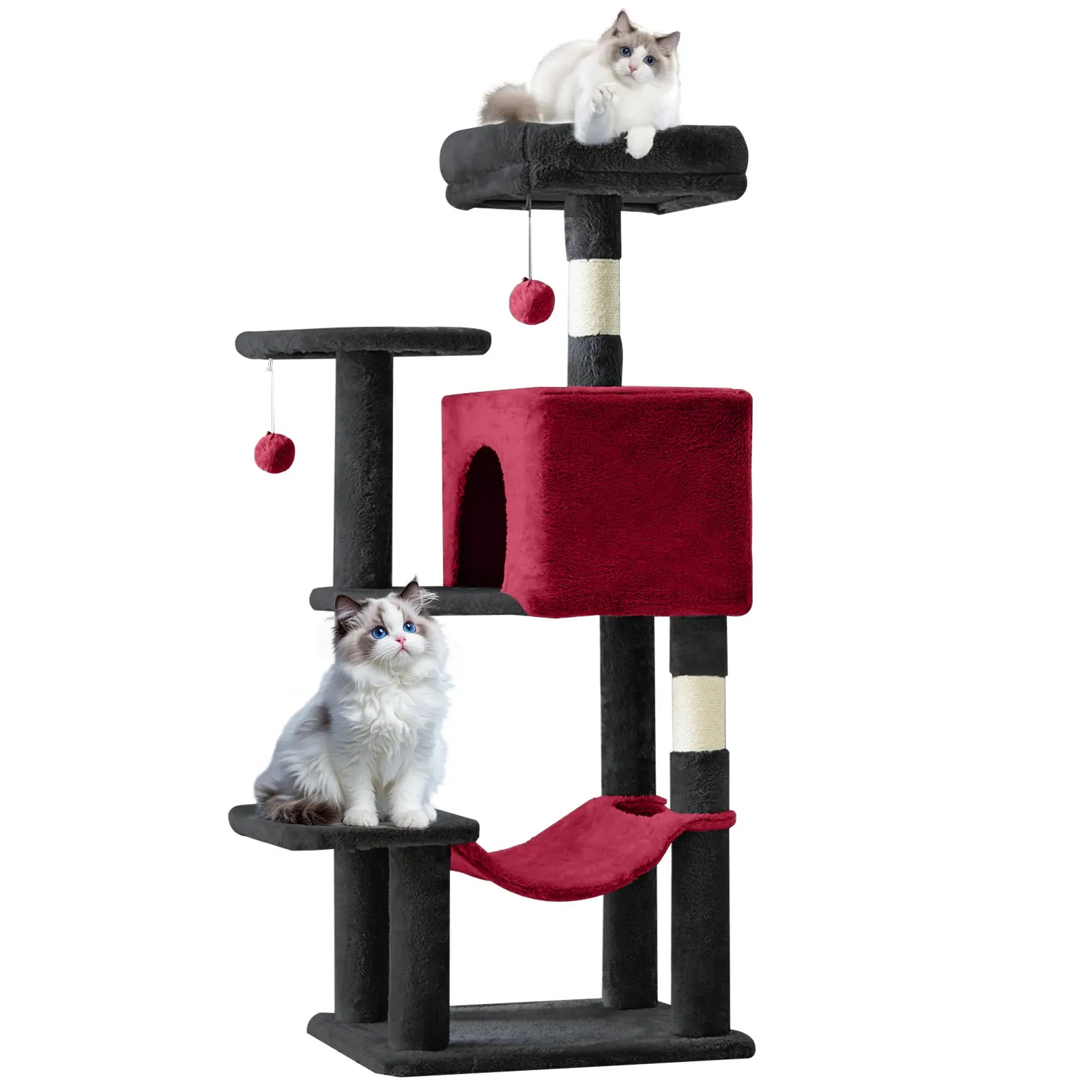 Indoor Cat Tree Tower, 66-Inch Multi-Level Pet Furniture with Stable Design, Sisal Scratching Post, Spacious Condo, Climbing Ladder, and Plush Toy for Kittens and Cats