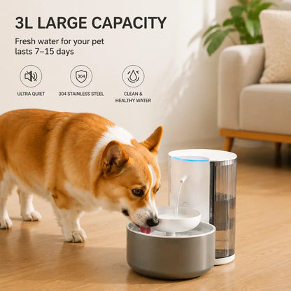 REPET Automatic Cat Water Fountain with Filtration System | Ultra-Quiet Pump and LED Indicator | Stainless Steel Design for Enhanced Hydration in Cats and Dogs