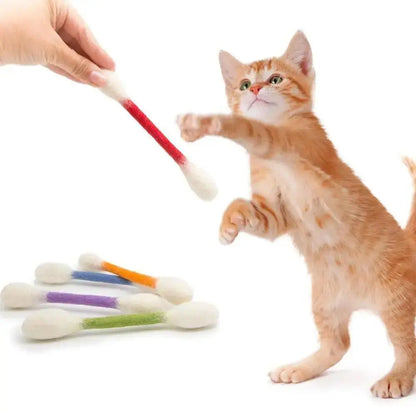6-Pack Giant Q-Tip Cat Chew Toys - Soft Felt Interactive Teething and Anxiety Relief Accessories for Kittens, Promoting Dental Health and Indoor Leisure