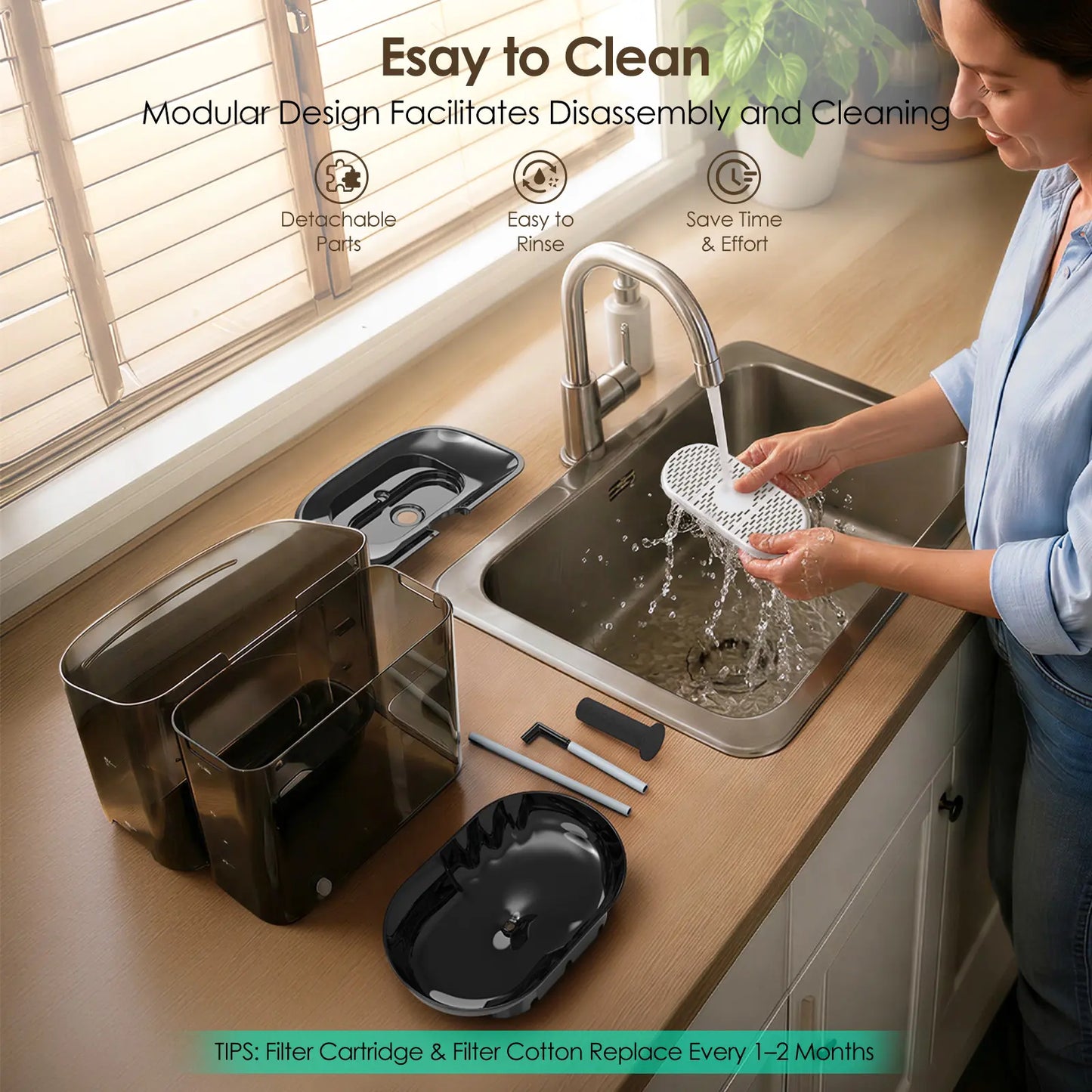 VEWO 11L Large Dog Water Fountain for Big Breeds - Spill-Free Dispenser with Deep Basin, BPA-Free, Ultra Quiet, 7-Day Refill Capacity for Large Dogs and Multi-Pet Homes