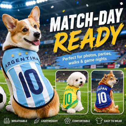 Pet Soccer Jersey Vest for Dogs & Cats, Lightweight Breathable Summer Pet Shirt, Team-Inspired Sleeveless Dog Clothes for Small Medium Pets