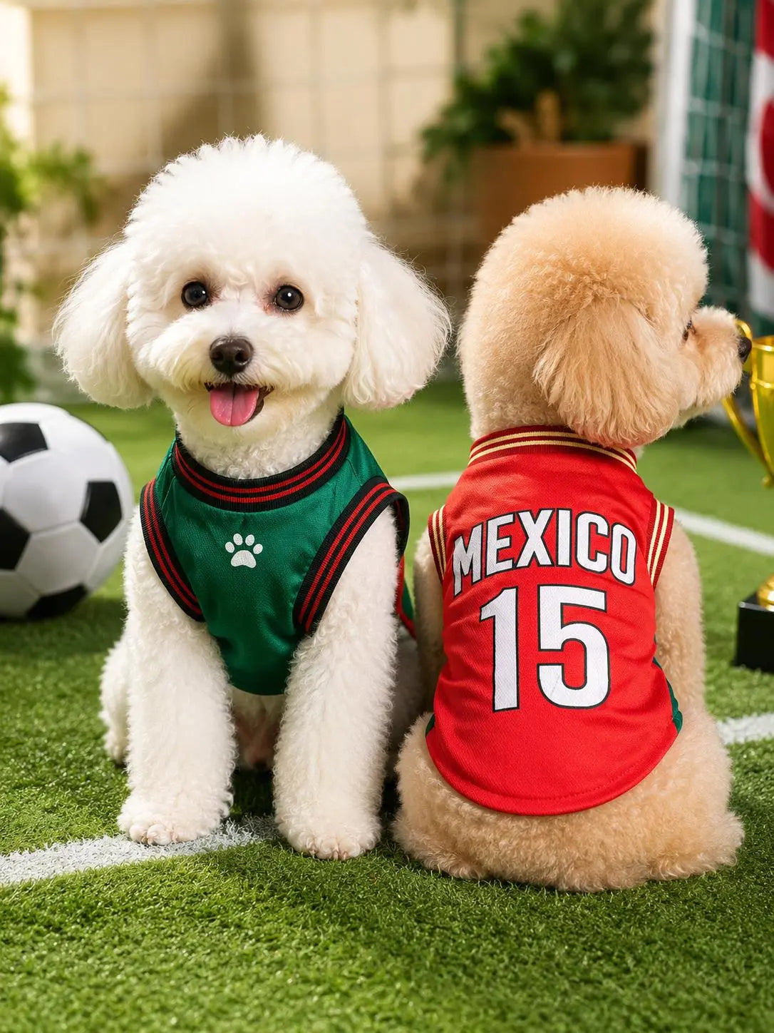Mexico 15 Pet Jersey Shirt for Dogs and Cats - Breathable Sleeveless Soccer Vest, Lightweight Sports Outfit for Small to Medium Pets, Ideal for Daily Wear, Photos, Parties, and Game Day
