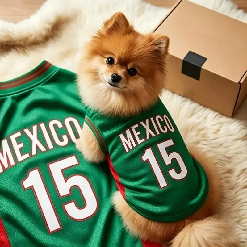 Mexico 15 Pet Jersey Shirt for Dogs and Cats - Breathable Sleeveless Soccer Vest, Lightweight Sports Outfit for Small to Medium Pets, Ideal for Daily Wear, Photos, Parties, and Game Day