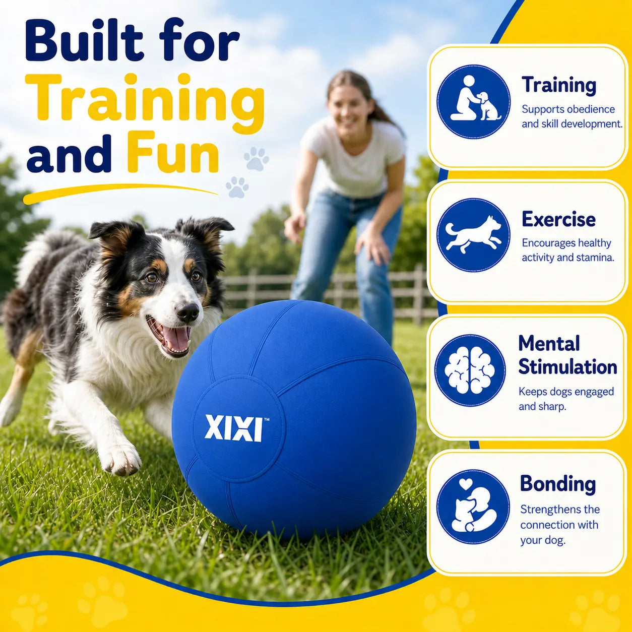 Xixipup Interactive Herding Ball for High-Energy Dogs, Heavy-Duty Oxford Cover Inflatable Exercise & Training Toy, 18/22/25 Inch
