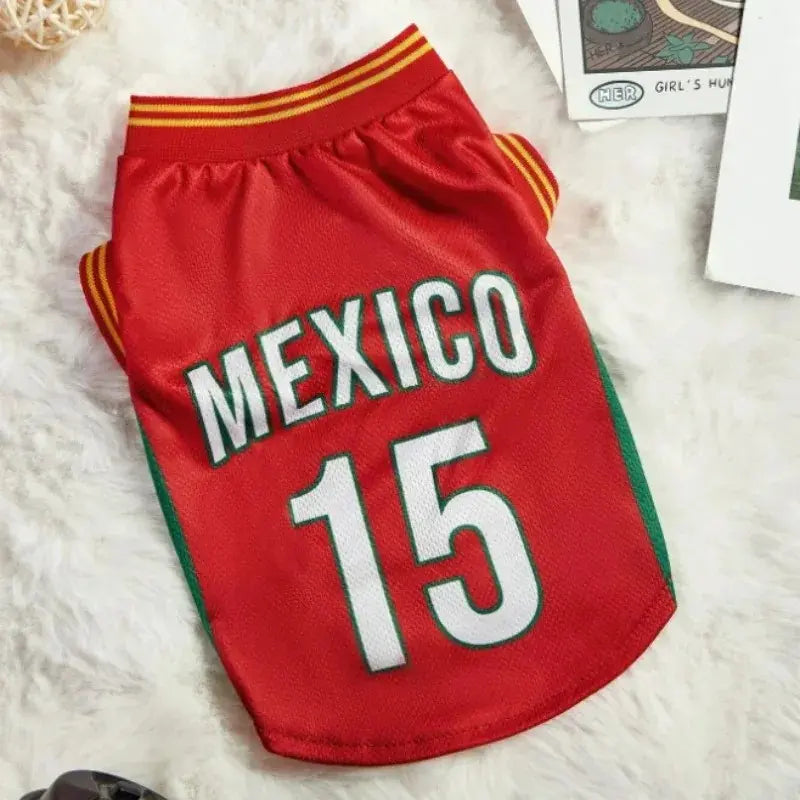 Mexico 15 Pet Jersey Shirt for Dogs and Cats - Breathable Sleeveless Soccer Vest, Lightweight Sports Outfit for Small to Medium Pets, Ideal for Daily Wear, Photos, Parties, and Game Day