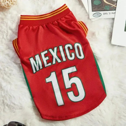Mexico 15 Pet Jersey Shirt for Dogs and Cats - Breathable Sleeveless Soccer Vest, Lightweight Sports Outfit for Small to Medium Pets, Ideal for Daily Wear, Photos, Parties, and Game Day