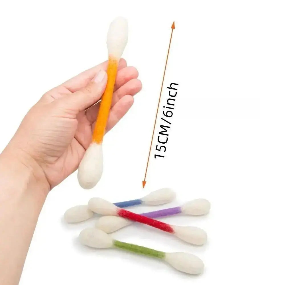 6-Pack Giant Q-Tip Cat Chew Toys - Soft Felt Interactive Teething and Anxiety Relief Accessories for Kittens, Promoting Dental Health and Indoor Leisure