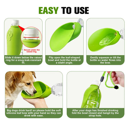 Portable Dog Water Bottle - Foldable Pet Water Dispenser for Travel, Hiking, and Outdoor Activities