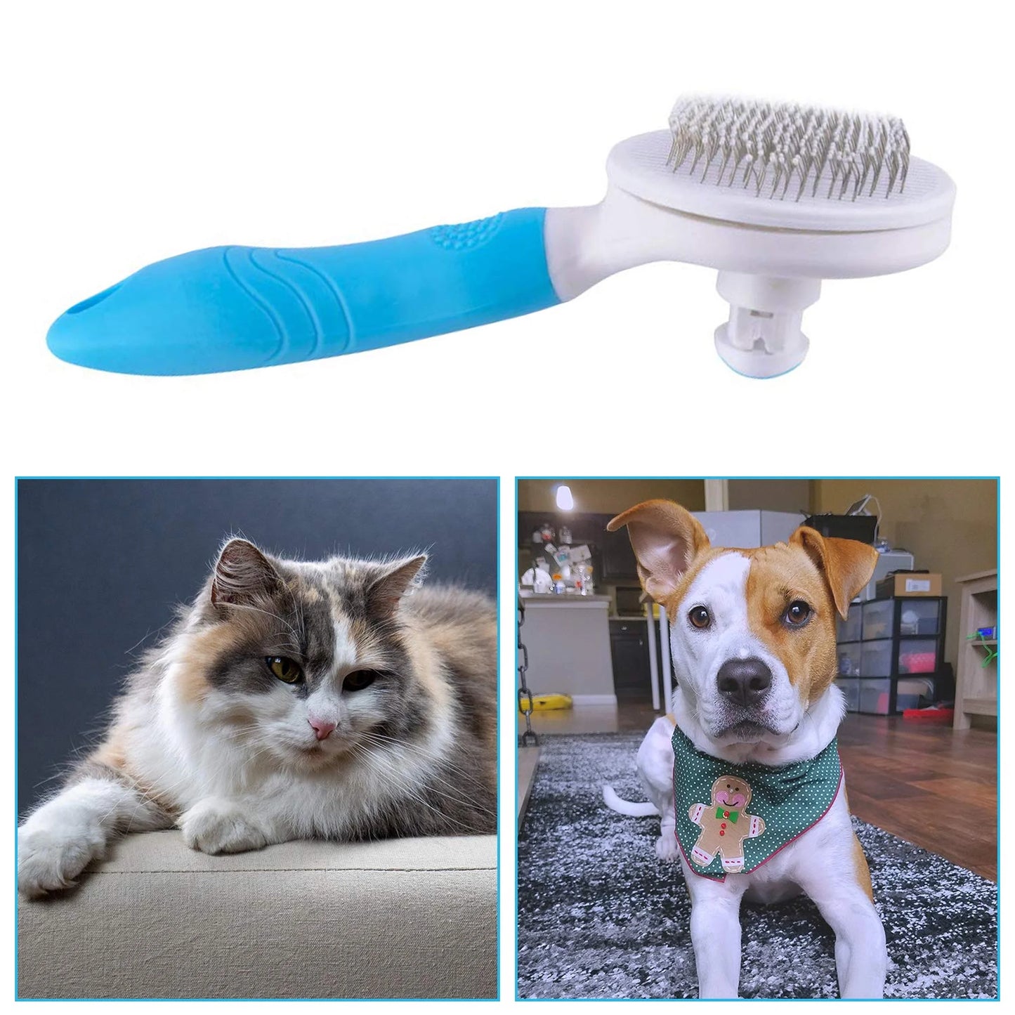Self Cleaning Slicker Brush, Dog Cat Bunny Pet Grooming Shedding Brush - Easy to Remove Loose Undercoat, Pet Massaging Tool Suitable for Pets with Long or Short Hair