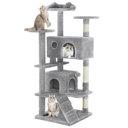 Indoor Cat Tree Tower, 66-Inch Multi-Level Pet Furniture with Stable Design, Sisal Scratching Post, Spacious Condo, Climbing Ladder, and Plush Toy for Kittens and Cats