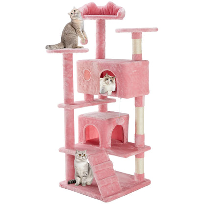 Indoor Cat Tree Tower, 66-Inch Multi-Level Pet Furniture with Stable Design, Sisal Scratching Post, Spacious Condo, Climbing Ladder, and Plush Toy for Kittens and Cats