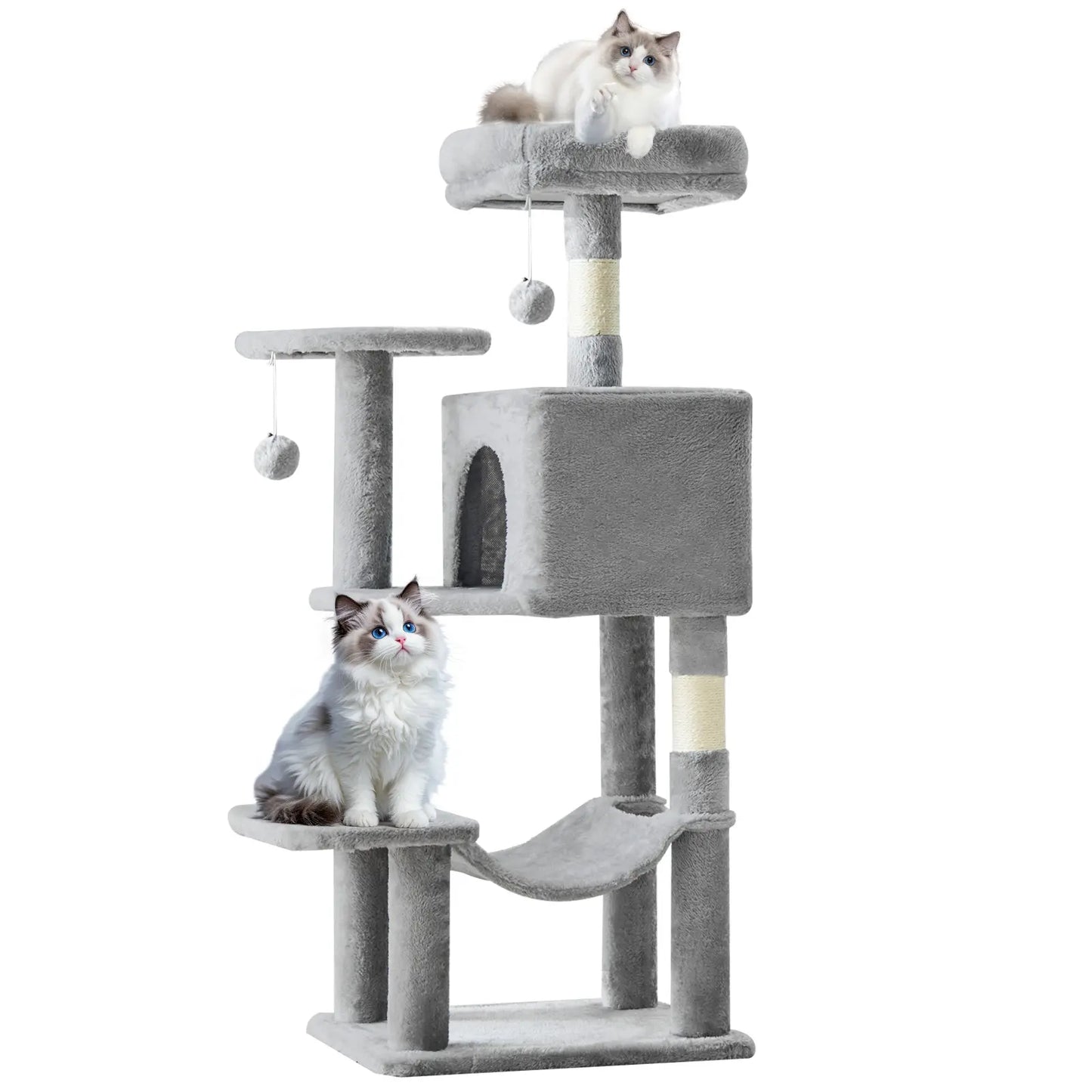 Indoor Cat Tree Tower, 66-Inch Multi-Level Pet Furniture with Stable Design, Sisal Scratching Post, Spacious Condo, Climbing Ladder, and Plush Toy for Kittens and Cats