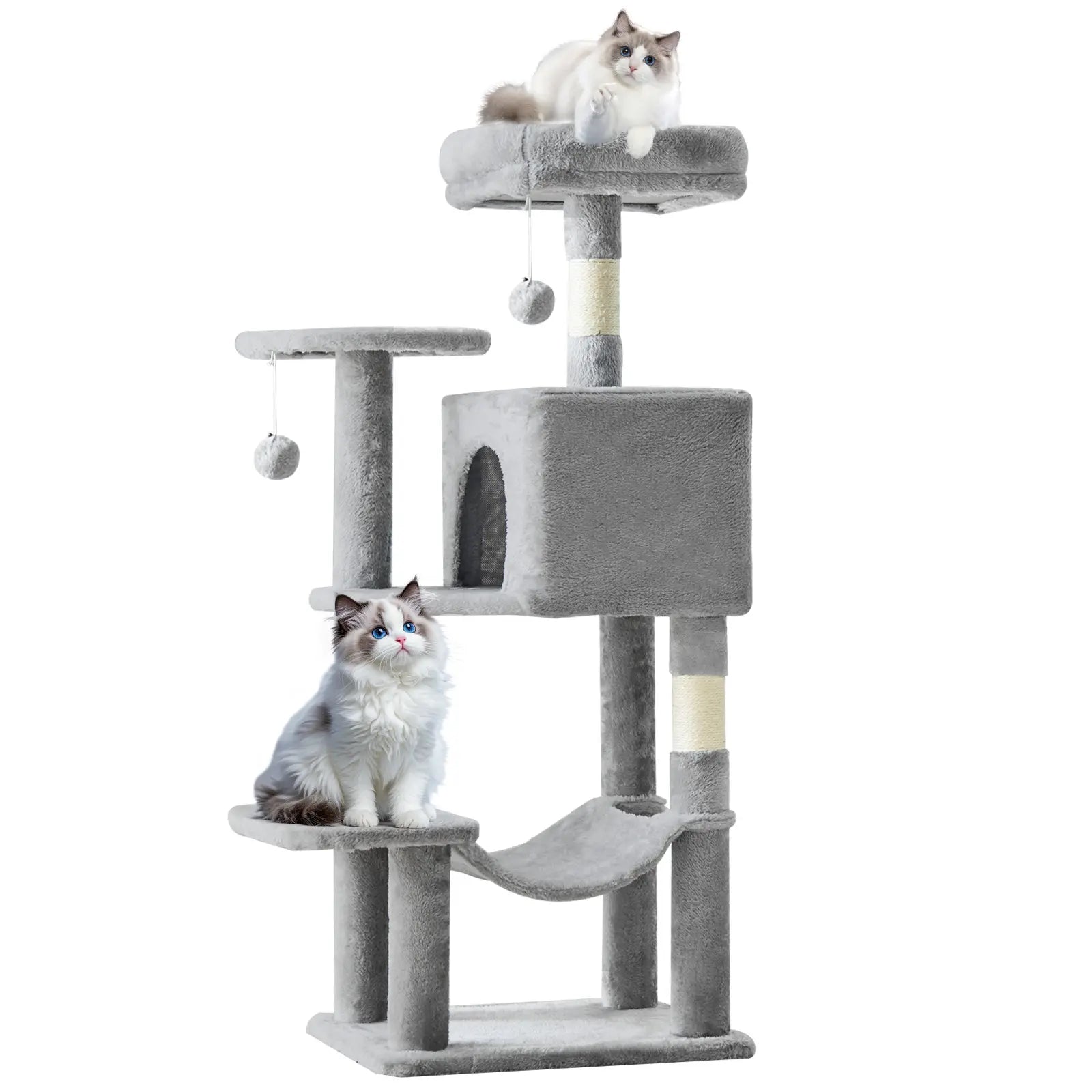 Indoor Cat Tree Tower, 66-Inch Multi-Level Pet Furniture with Stable Design, Sisal Scratching Post, Spacious Condo, Climbing Ladder, and Plush Toy for Kittens and Cats