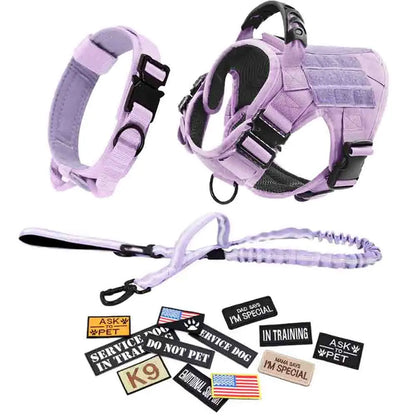 Adjustable Dog Harness, Leash, and Collar Set with 12 Patches for Medium to Large Dogs - Ideal for Outdoor Activities