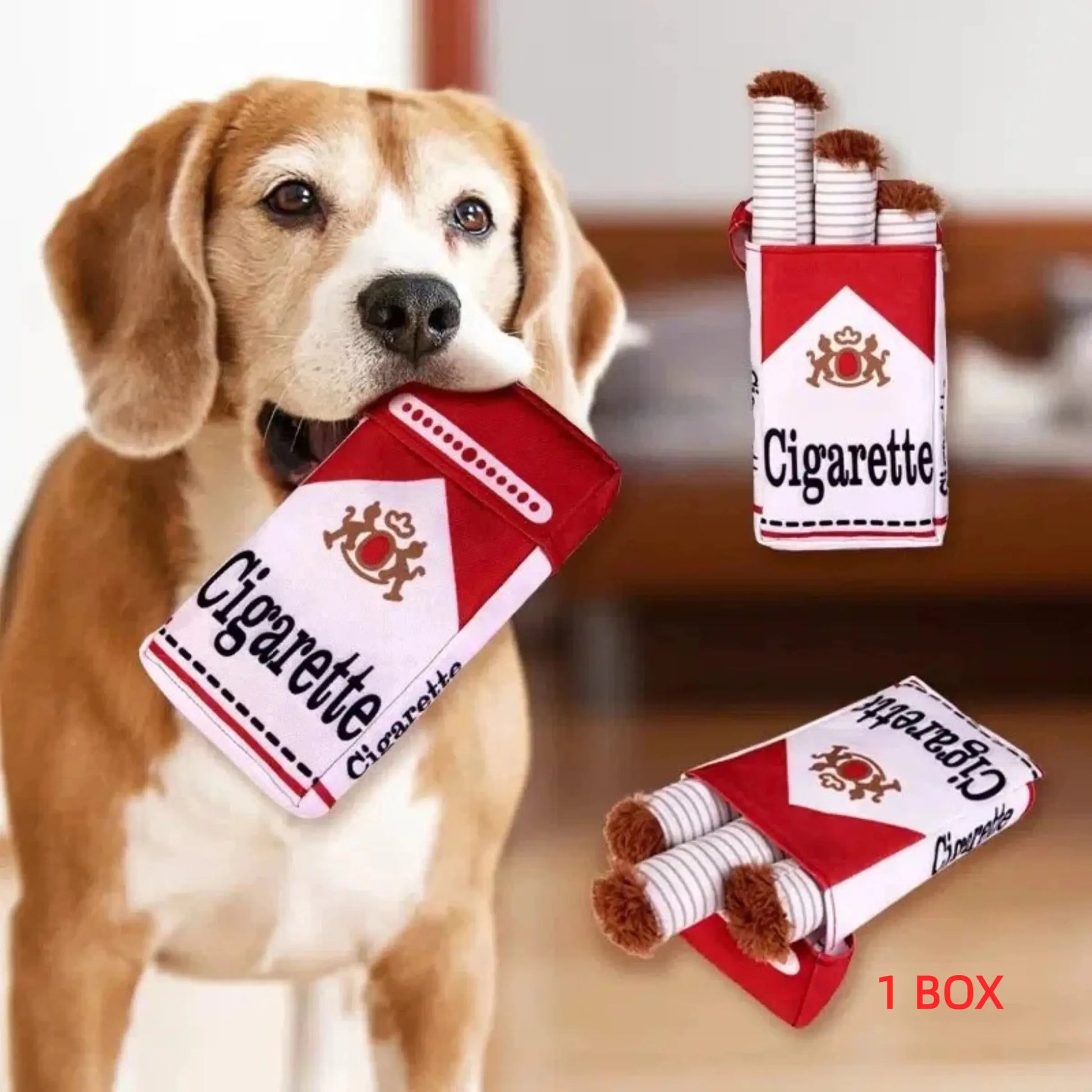 Premium Pet Interactive Sound and Scent Toy Cigar Box with Three Sound Cigar Toys, Versatile Play Options, and Concealed Treats for Active Dogs