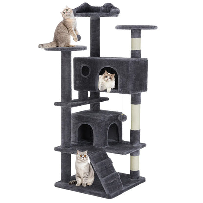 Indoor Cat Tree Tower, 66-Inch Multi-Level Pet Furniture with Stable Design, Sisal Scratching Post, Spacious Condo, Climbing Ladder, and Plush Toy for Kittens and Cats