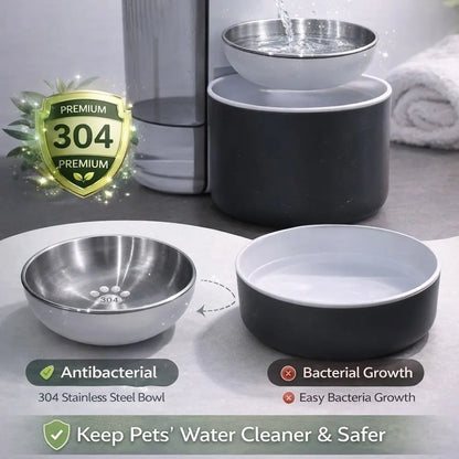 REPET Automatic Cat Water Fountain with Filtration System | Ultra-Quiet Pump and LED Indicator | Stainless Steel Design for Enhanced Hydration in Cats and Dogs