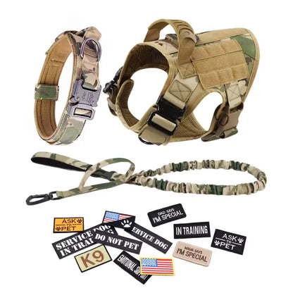 Adjustable Dog Harness, Leash, and Collar Set with 12 Patches for Medium to Large Dogs - Ideal for Outdoor Activities