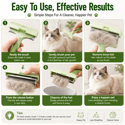 Professional Pet Deshedding Tool for Dogs & Cats, Gentle Undercoat Rake, Fast Shedding Reduction, Dematting Comb for Long Hair Pets, Cat & Dog Grooming Fur Removal Brush，Sleek, Ez, Brush