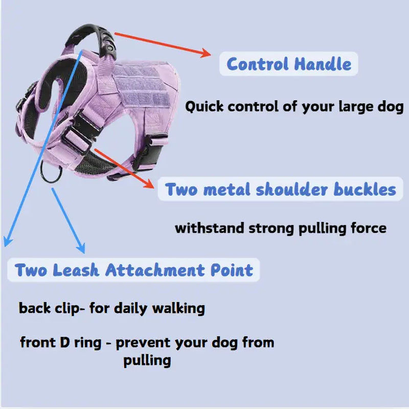 Adjustable Dog Harness, Leash, and Collar Set with 12 Patches for Medium to Large Dogs - Ideal for Outdoor Activities