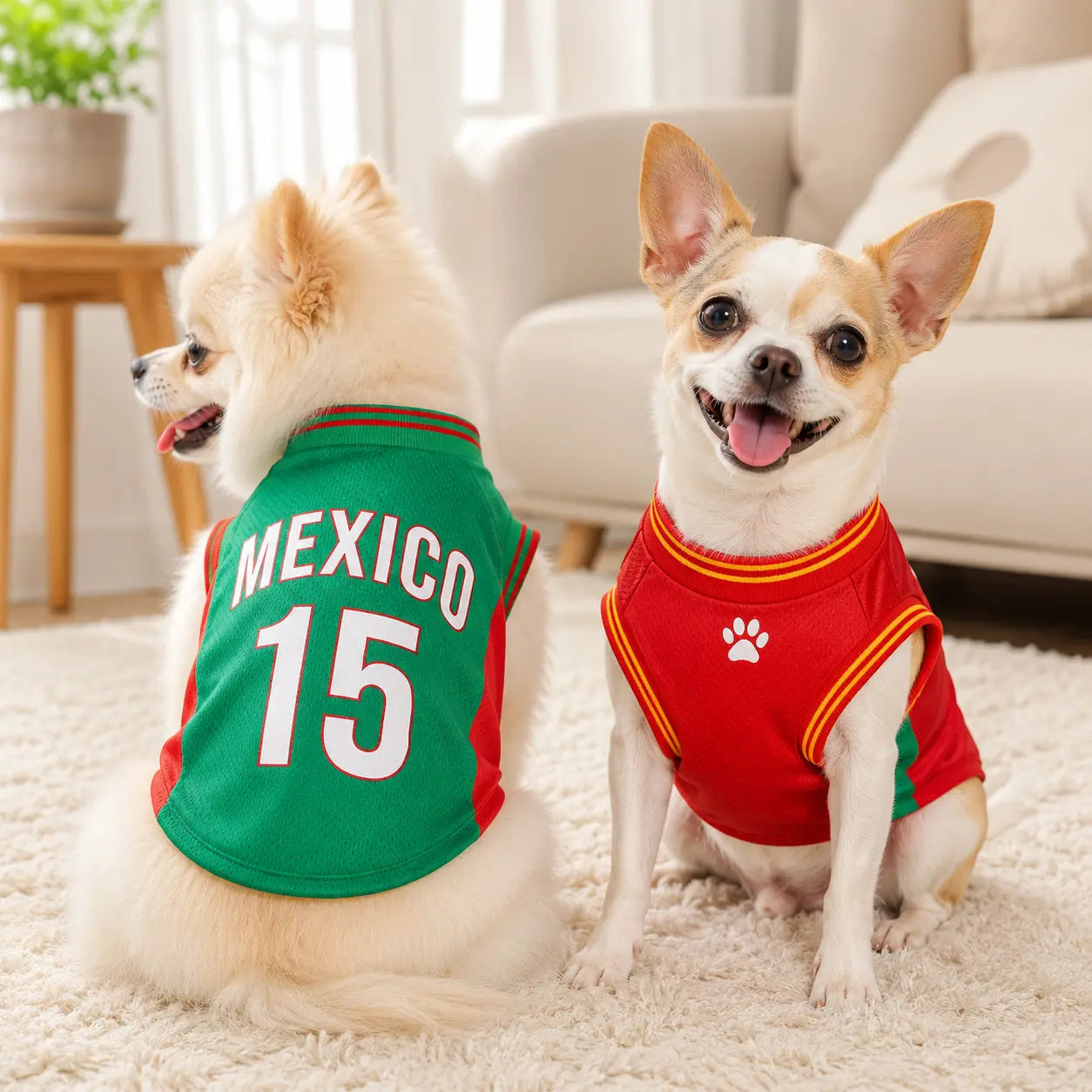 Mexico 15 Pet Jersey Shirt for Dogs and Cats - Breathable Sleeveless Soccer Vest, Lightweight Sports Outfit for Small to Medium Pets, Ideal for Daily Wear, Photos, Parties, and Game Day