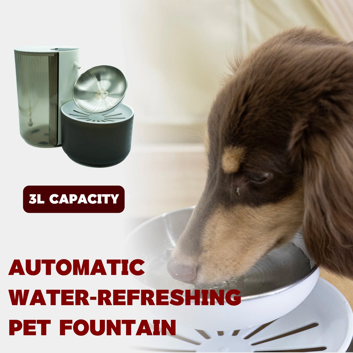 REPET Automatic Cat Water Fountain with Filtration System | Ultra-Quiet Pump and LED Indicator | Stainless Steel Design for Enhanced Hydration in Cats and Dogs