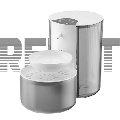 REPET Automatic Cat Water Fountain with Filtration System | Ultra-Quiet Pump and LED Indicator | Stainless Steel Design for Enhanced Hydration in Cats and Dogs
