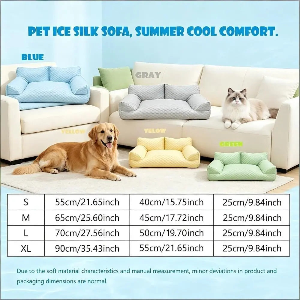 Cooling Pet Sofa with Ice Bean Fabric and Massage Beads, Durable and Breathable Design for Small to Medium Dogs and Cats