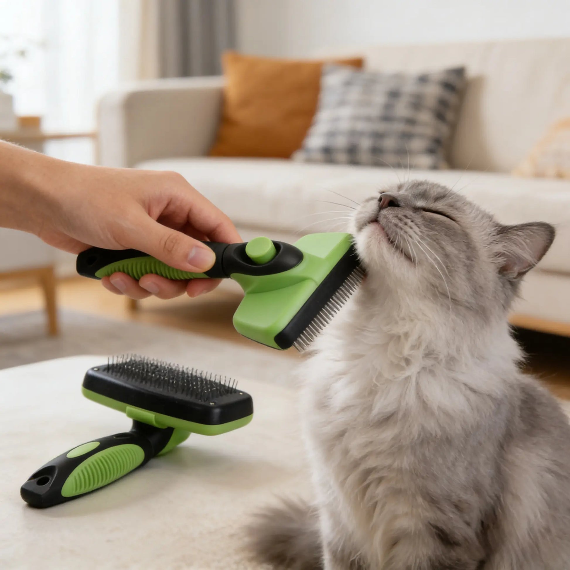 Self-Cleaning Pet Slicker Brush - One-Click Release Dog & Cat Grooming Comb