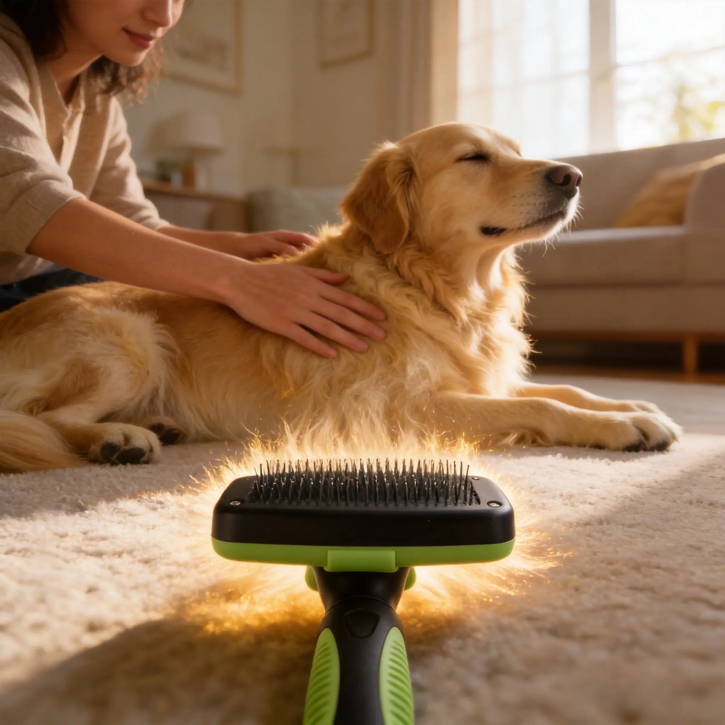 Self-Cleaning Pet Slicker Brush - One-Click Release Dog & Cat Grooming Comb