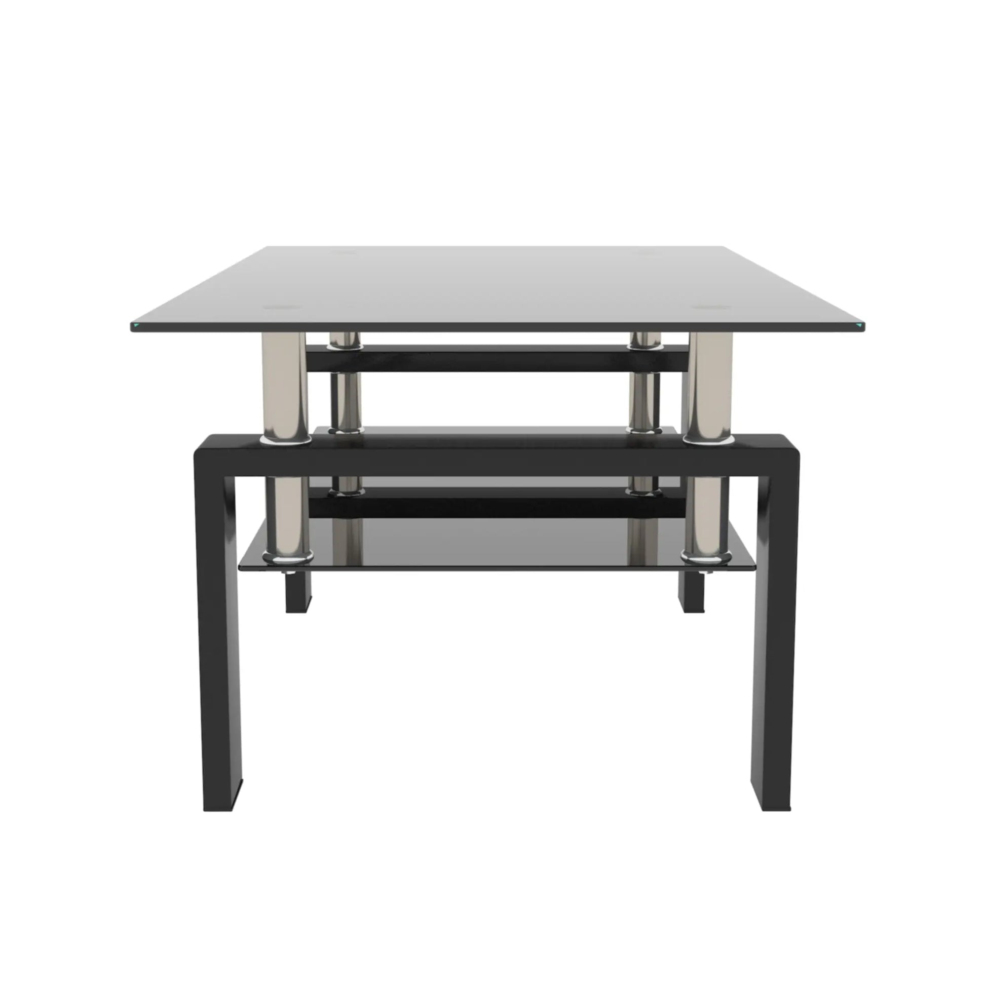 Bellemave Rectangle Black Glass Coffee Table Modern Side Center Tables for Living Room Furniture with Clear Glass Top and Contemporary Design