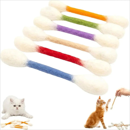 6-Pack Giant Q-Tip Cat Chew Toys - Soft Felt Interactive Teething and Anxiety Relief Accessories for Kittens, Promoting Dental Health and Indoor Leisure